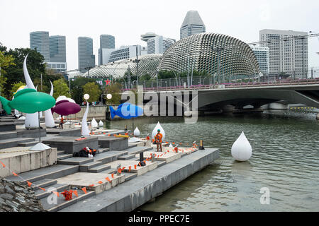 Part of Marina Bay with the Esplanade Theatres, Hotel Accommodation and Esplanade Drive in the City of Singapore Republic of Singapore Asia Stock Photo