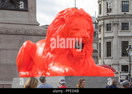 London, Westminster   Es Devlin's 'Please Feed the Lions' installation in Trafalgar Square as part of The London Design Festival Stock Photo