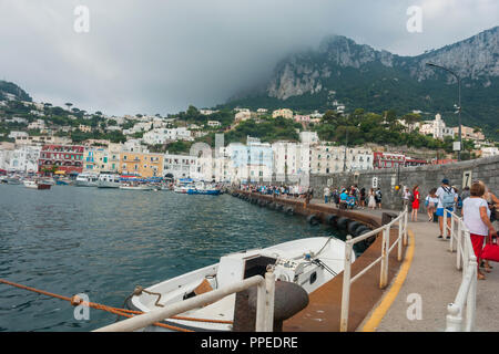 CAPRI, ITALY - JULY 29, 2018: View of Capri harbour, Marina Grande, Campania, Italy Stock Photo