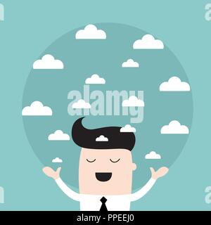Businessman holding a sky with the clouds, needs a good idea Stock Vector