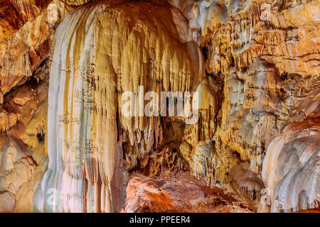Stalactites and stalagmites, cave in Abkhazia,underground kingdom, inside the cave,a picturesque cave,mineral formations,cave interior Stock Photo