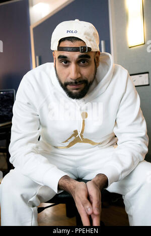 The Munich rapper Ali As of Pakistani descent (real name Zulfiqar Ali Chaudhry) in the studio in the Eduard-Schmidt Strasse in Munich. Stock Photo