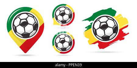 Senegalese football vector icons. Soccer goal. Set of football icons. Football map pointer. Football ball. Soccer ball vector sign. Scoring a goal Stock Vector