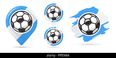 Argentinian football vector icons. Soccer goal. Set of football icons. Football map pointer. Football ball. Soccer ball vector sign. Scoring a goal Stock Vector