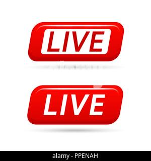 Live video streaming vector icon isolated on white background. Live TV broadcasting. Live streaming vector signs Stock Vector