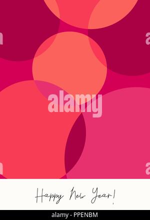 Greeting card template with colorful dots design and text "Happy New Year!". Modern and creative postcard, social media post, blogging, poster design. Stock Vector