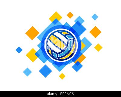 Vector volleyball ball symbol. Volleyball championship logo isolated on white background. Stock Vector