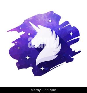 Unicorn head vector illustration isolated on white background. Silhouette of a unicorn Stock Vector