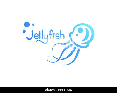 Vector illustration jellyfish isolated on white background gradient Stock Vector