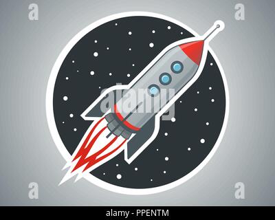 Rocket ship vector illustration. Space travel. Project start up and development process. Space transport Stock Vector