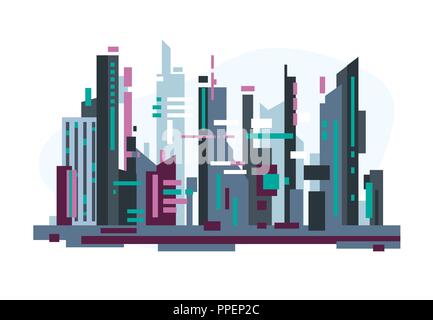 Futuristic city with skyscrapers Stock Vector