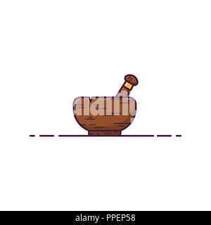 Wooden mortar Stock Vector