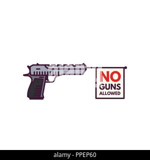 Pistol with flag from barrel Stock Vector
