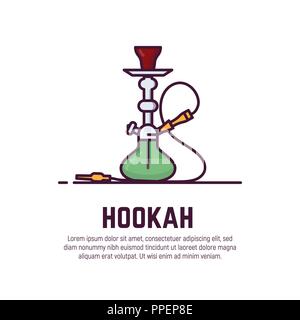 Hookah line style banner Stock Vector