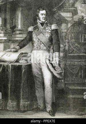 Louis-Philippe I (Paris ,1773-Claremont, 1850). King of France (1830-1848). Engraving. Stock Photo