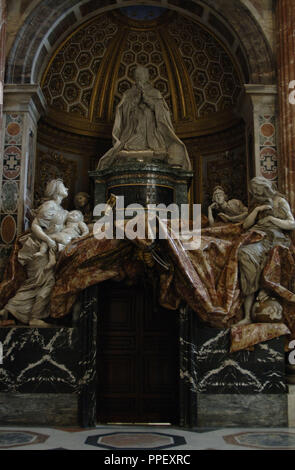 Tomb of Pope Alexander VII (1599-1667). Sculptural monument by Gian Lorenzo Bernini (1598-1680), built between 1671-1678. Marble. Commissioned by Pope Alexander VII himself. South transept. St. Peter's Basilica. Vatican City. Stock Photo
