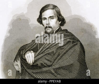 Victor Balaguer (1824-1901). Spanish politician and writer. Engraving. Stock Photo