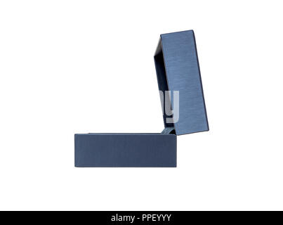 Beautiful satin box with the lid open. Isolated on white background. Stock Photo