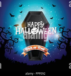 coffin and gravestone halloween celebration vector illustration Stock ...
