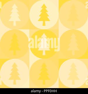Repeating background from circles and fir-trees Stock Vector