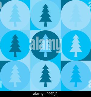 Repeating background from circles and fir-trees Stock Vector