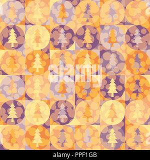 Repeating background from circles and fir-trees Stock Vector