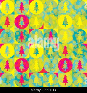 Repeating background from circles and fir-trees Stock Vector