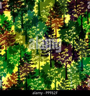 Trees, Seamless Background Stock Vector