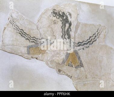 ARTE MINOICO. GRECIA. BAILARINA (s. XV. a. C). Fresco localizado en el salón de la reina del palacio de Knosos. Museo Arqueológico de Heraklio. Creta. Stock Photo