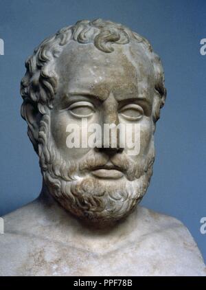 Aeschines (389-314 BC). Greek statesman and one of the ten Attics orators. Bust. Roman copy of a Greek sculpture found in Bitolia. British Museum, London, England. Stock Photo