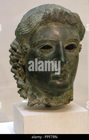 Chatsworth head.  Bronze. Probaby Apollo. 460 BC. From Tamassos, Cyprus. British Museum. London. England. United Kingdom. Stock Photo