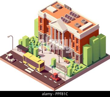 Vector isometric university building Stock Vector
