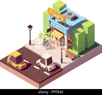 Vector isometric ticket office Stock Vector