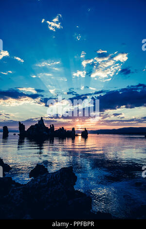 View of Mono Lake in California's Eastern Sierra Nevada. Extra sky in photo for copyspace Stock Photo