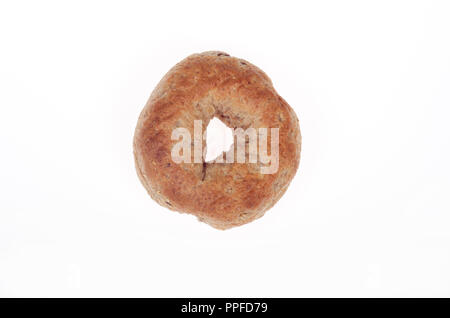 Multigrain bagel form above on white background Stock Photo