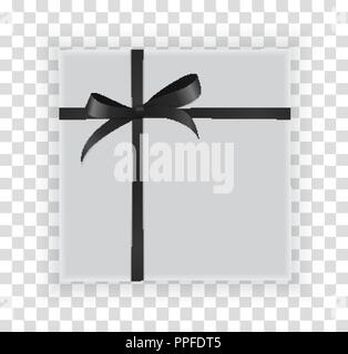 Abstract Christmas and New Year Gift Box on Transparent Background. Vector Illustration Stock Vector