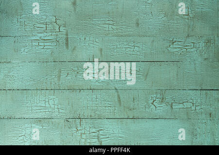 Old green weathered pine wood plank table top background Stock Photo