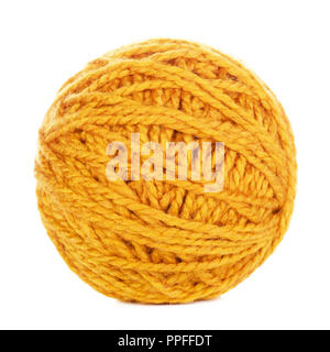 Yellow Wool Yarn Ball Isolated On White Background Stock Photo