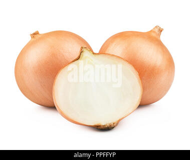 Onion sliced bulbs isolated on white background Stock Photo