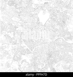 Map of Hyderabad, Telangana, satellite view, black and white map. Street directory and city map. India Stock Vector