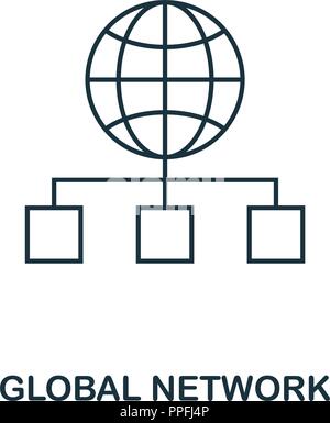 Global Network outline icon. Premium design from web development collection. UX and UI. Pixel perfect global network icon. For web design, apps, softw Stock Vector