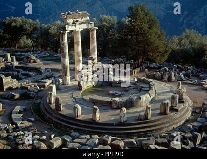 Ancient Delphi, Phocis, Greece. The Pillar Of Prusias II, (circa 220 BC ...