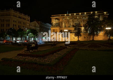 Belgrade, Serbia - May 04, 2018: Parliament house of Belgrade at night Stock Photo