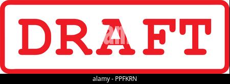 Draft red text in typewriter characters and red frame as rubber stamp vector illustration. Stock Vector