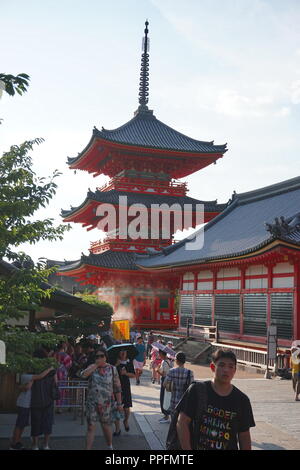 Kyoto, Japan - August 01, 2018: the three storied pagoda at the Kiyomizu-dera buddhist temple, a UNESCO World Cultural Heritage site.  Photo by: Georg