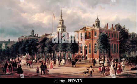 Ferdinand Richardt, Independence Hall in Philadelphia. Circa 1858-1863. Oil on canvas. White House, Washington, D.C., USA. Stock Photo