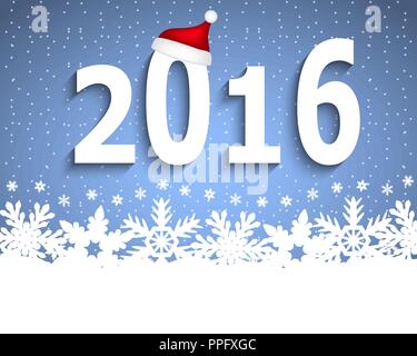 New Year 2016 and santa hat Stock Vector