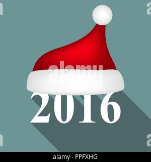 New Year 2016 and santa hat Stock Vector