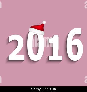 New Year 2016 and santa hat Stock Vector