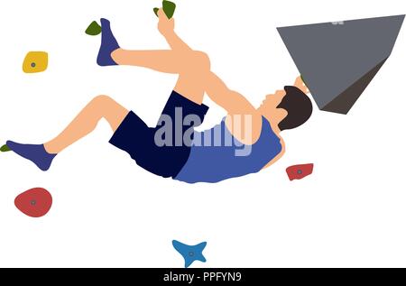 Man on climbing wall Stock Vector